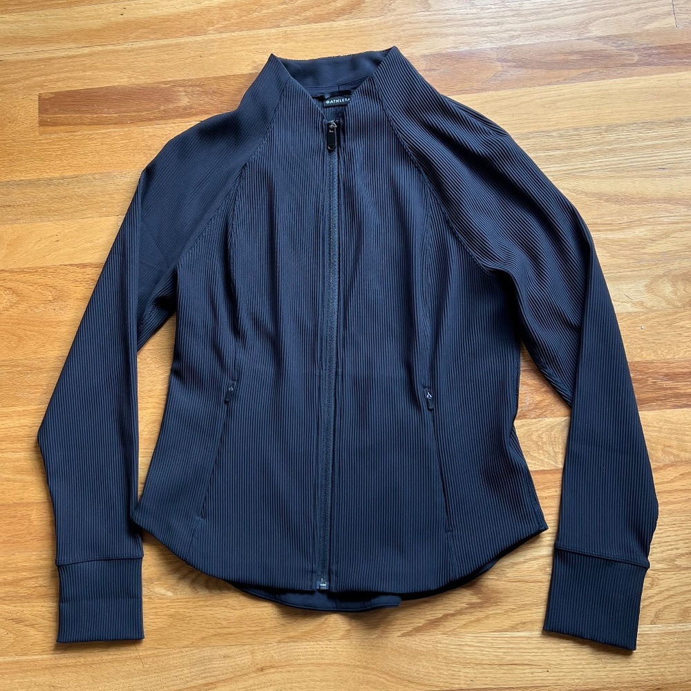 Athleta Salutation Ribbed Jacket Black-Size Petit… - image 2